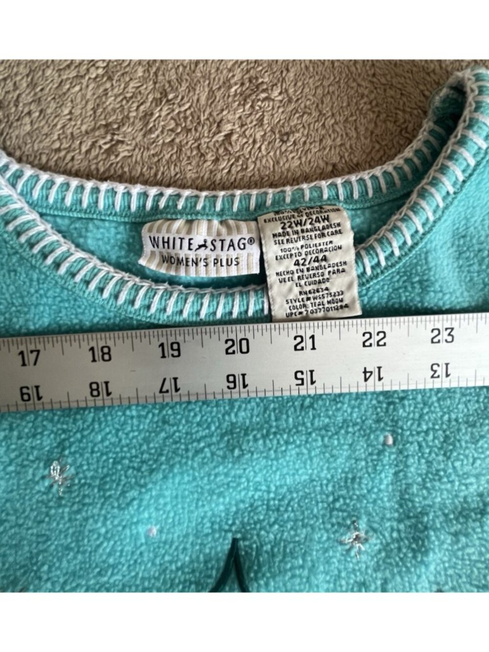 White Stag Polar Fleece Winter Penguins Top 22W 24W Blue - Picture 10 of 16